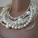 Handmade ,Chunky Bridal Wedding pearl and Rhinestone Necklace, ready to ship