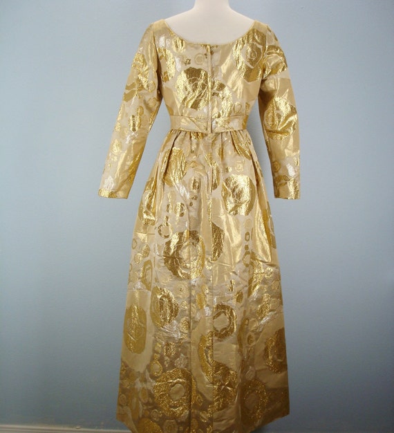 vintage 70's Gold Lame Party Dress