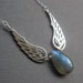 Dark Angel, Sterling Silver Wings and a Blue Flash Labradorite Teardrop
