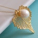Genuine Cottonwood Leaf and Freshwater Pearl, The Moonlit Trees Necklace,
