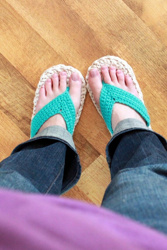 crochet pattern flip flops child to adult sizes 3 10