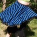 High Low Skirt Full Circle Blue Black Stripes