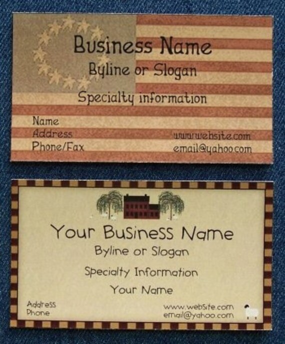 Free Printable Primitive Business Cards
