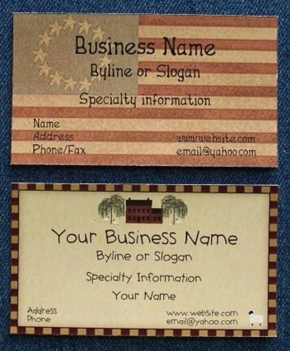 Primitive Business Cards 10 Personalized Custom Laser Printed
