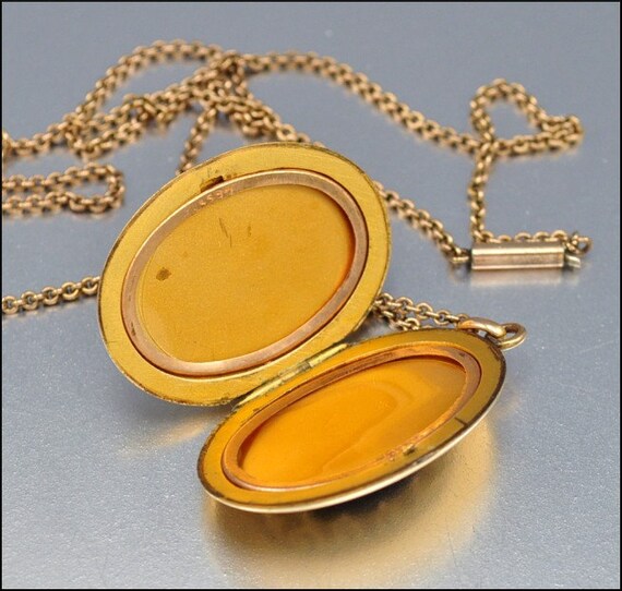 Victorian W&SB Gold Locket Necklace Vintage 1890s Jewelry