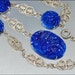 Vintage Art Deco Necklace Silver Rhodium Blue Glass 1920s Jewelry