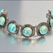 Art Deco Bracelet Turquoise Glass Silver Enamel Geometric Egyptian Vintage 1930s Jewelry