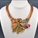 RESERVED Vintage Necklace Rhinestone Brass Copper Glass Designer 1970s Jewelry