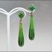 Art Deco Earrings Galalith Celluloid Enamel Dangle Brass Chadnelier Green Vintage Jewelry 1920s