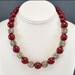 Art Deco Necklace Silver Filigree Wine Composite Bead Vintage 1940s Costume Jewelry