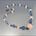 Czech Art Deco Necklace Glass Bead Chalcedony Blue Pink Gold Brass Vintage Jewelry 1920s