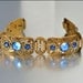 Art Deco Bracelet Czech French Vauxhall Glass Blue Brass Star Vintage 1920s Jewelry
