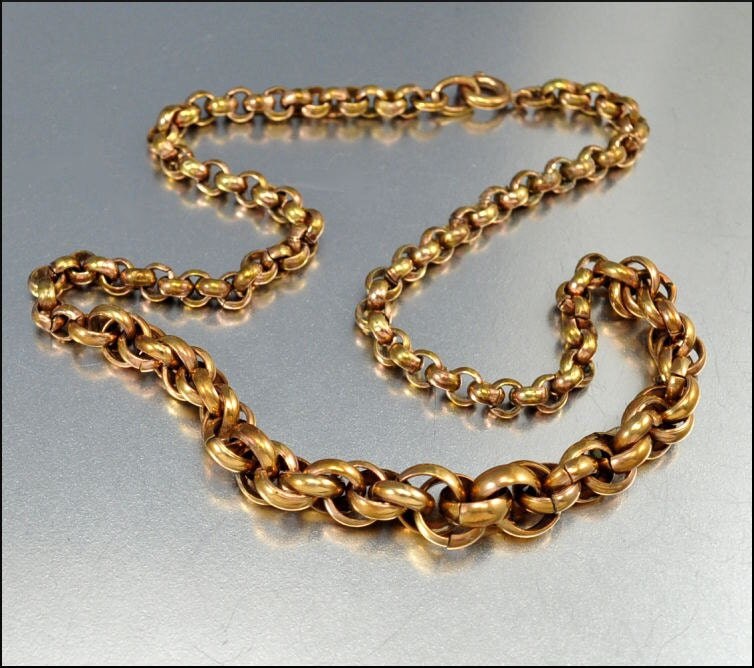 Antique Victorian Necklace Gold Pinchbeck Belcher Chain