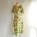 Vintage Dress Floral Dress Drop Waist Dress 1970s Flowers Summer Dress Garden Wedding Tropical Beach Wedding