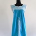70s Mexican Oaxacan Ethnic Embroidered Lace Cotton Crochet Festival Mini Dress . One Size . SML . D029 .