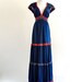 BoHeMian RuffLeS TieReD DitSy DeeP V EmpIre GoDDeSs Maxi DreSs GowN . small . SM . medium . D009 .