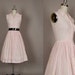vintage 1950s dress 50s dress full skirt eyelet lace cotton pink day dress designer