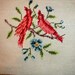 Vintage Handmade Needlepoint Cardinals, 13 x 14 , Ready to Frame