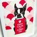 Keep Calm Boston Terrier with Pink Scaled Background - 7x9 Print