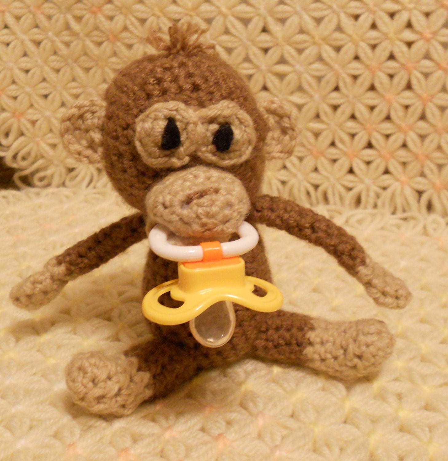 Monkey Pacifier Holder by thecrafter on Etsy