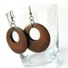 Natural Wood brown circular dangle earrings for her