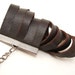 Coffee Brown Leather Fashion Cuff Bracelet - with adjustable gunmetal chain - Eco friendly repurposed leather