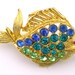Fish Brooch Rhinestone Pin Small Nature Inspired Jewelry Nautical Vintage Jewelry