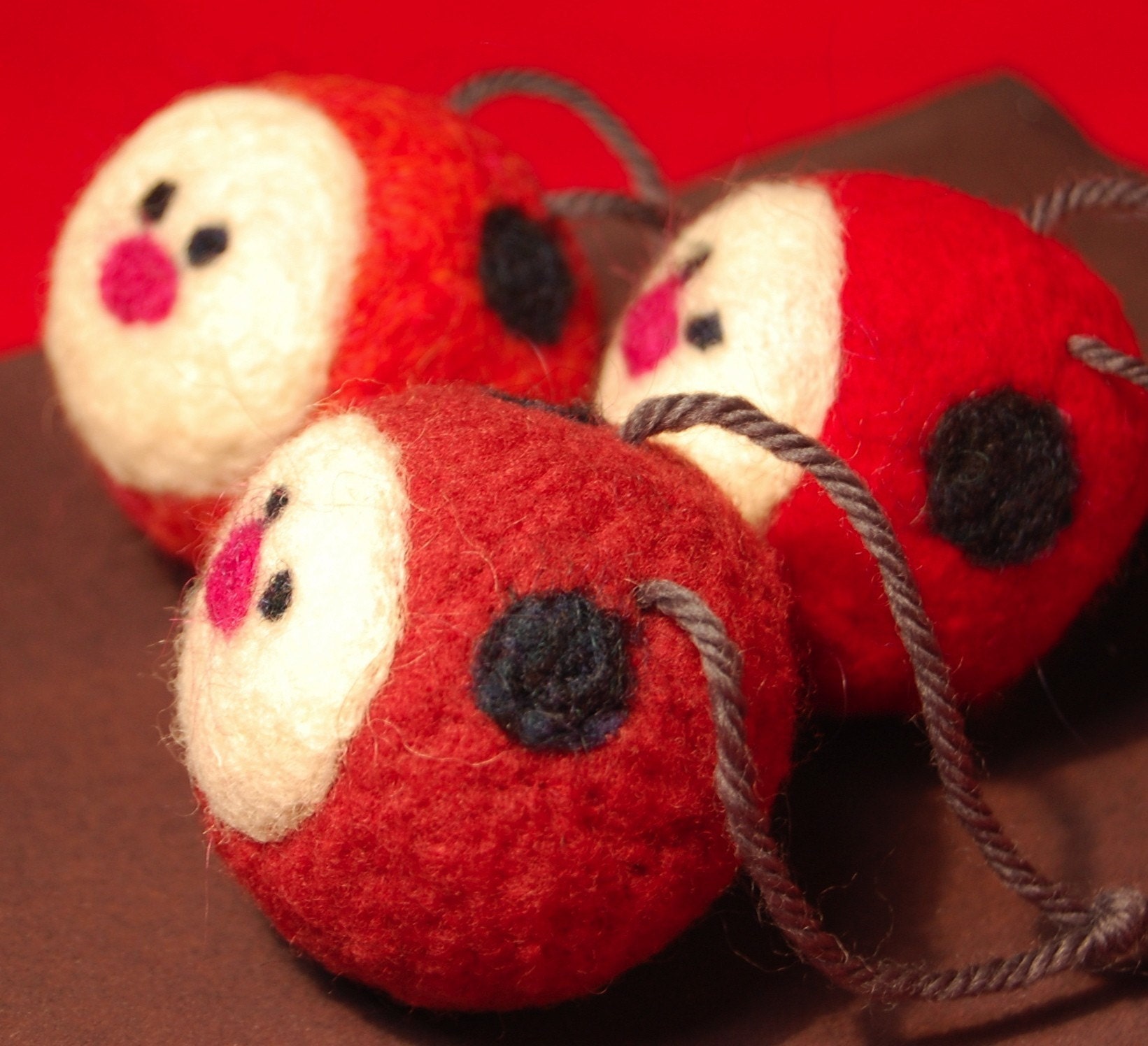 3 needle felted ladybug christmas ornaments 3 needle felted ladybug christmas ornaments