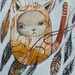 Miniature Original Painting, Wooden Block - Cat With A Crown And Leaves