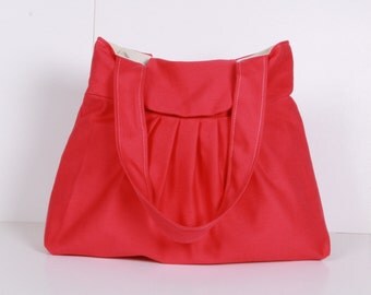 Pleated Bag, Shoulder Bag ,Everyday Purse ,Tote Bag , Pink cotton...MIST