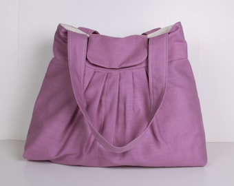 Purple Pleated Bag, Shoulder Bag ,Everyday Purse ,Tote Bag,Lilac ...MIST