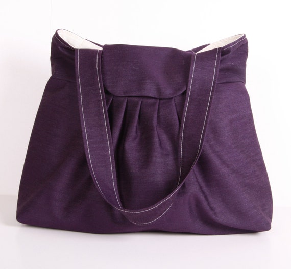 Purple Pleated Bag, Shoulder Bag ,Everyday Purse ,Tote Bag ...MIST