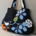 Bird on Branch ,Black Canvas ,Shoulder Bag