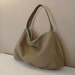 BEIGE HOBO Bag , Tote Bag, handbag,canvas with green lining,