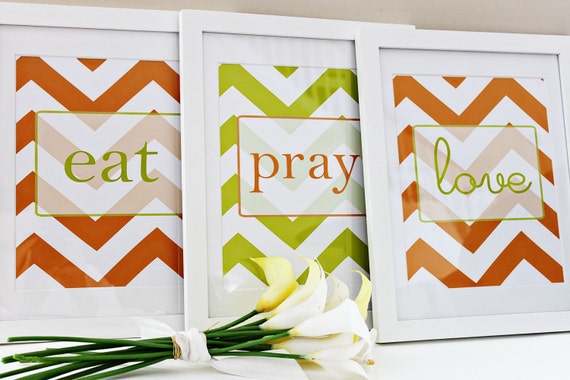 Eat Pray Love Prints - set of three - chevron pattern by theenglishpea