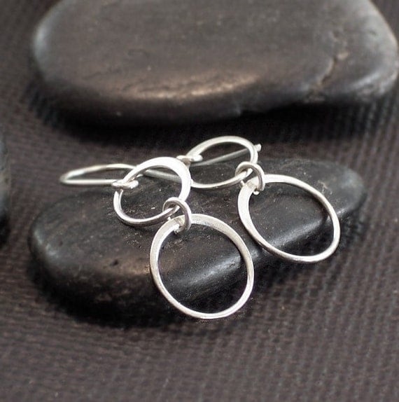 Sterling Silver Circle Links Earrings Less is More