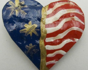USA Patriotic Heart Pin. USA Flag Jewelry. Flag Pin.ONSALE.