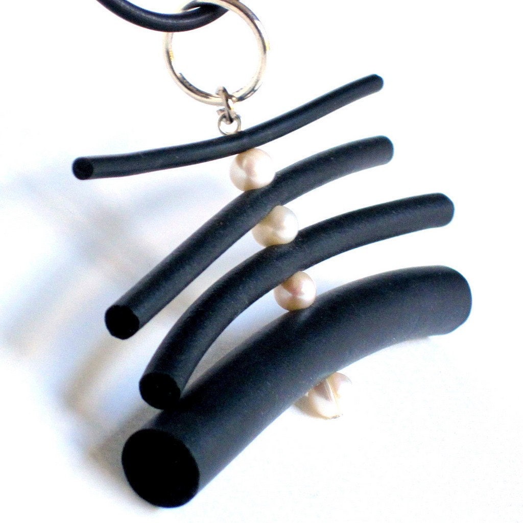 modern pearl pendant rubber necklace avant garde by frankideas