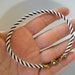 Casual Blue and White Nautical Mens' Cotton Rope Bracelet with Brass Snap Clasp