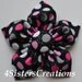 Fabric Flower Bow Black Glitter with Hot Pink, Pink, Grey and White Dots
