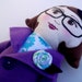 Cloth Doll, Rag Doll with Glasses Brown Hair, Purple Coat