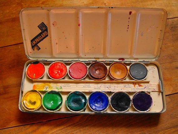 Download SALE Rare Vintage Watercolor Paint Set from Paris France