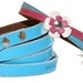 Swirls Leather Dog Collar and Leash Set - Pink n' Blue