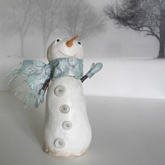 Items similar to First Edition, Paper Clay, Sculpture, Snowman, SMILES