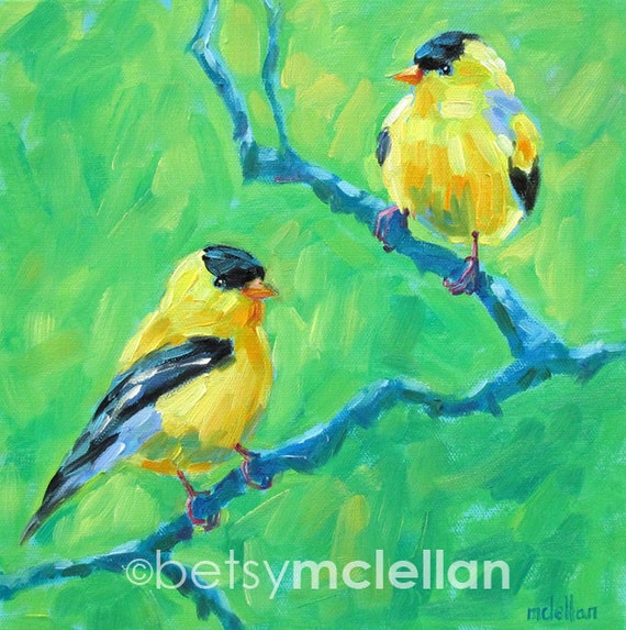 Goldfinches American Goldfinch Bird Art by betsymclellanstudio