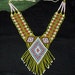 Extraordinary Vintage Uzbek Hand Beaded Necklace Large Diamond with Fringe