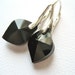 Prism Cut Black Glass Earrings Handmade Sterling Silver Leverback Faceted Czech Glass - Midnight Rendezvous