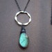 Labradorite Necklace, Sterling Silver, Wire Wrapped, Long Necklace with Blue Green Flash, Oxidixed Black, Modern Design Fashion