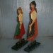 Figural Folk Art Country Primitive Farm Peasant Lady 2 Hand Decorated Wood Old Vintage