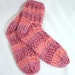 Free Shipping in the US. Hand Knit Socks Adult Thick Comfy Wool Blend. Pink. Burgundy. Mauve. Stripes.